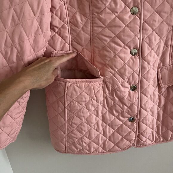 New Chicos Quilted Barn Jacket Sz 2 L Pink Chore Country Heritage Preppy - Picture 11 of 16